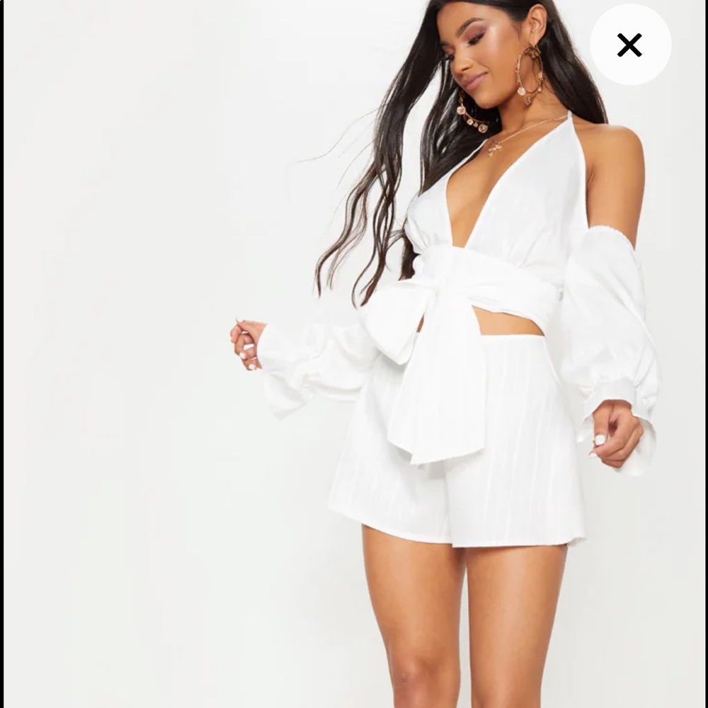 Halter Neck Puff Sleeve Shirt